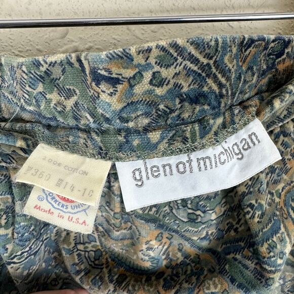 Glen Of Michigan Vintage 100% Cotton Velvet Blouse Skirt Set Made In USA Sz 14 - Picture 12 of 14